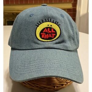 VTG 90s Nickelodeon All That Blue Denim Dad Hat Adjustable Baseball Cap Logo